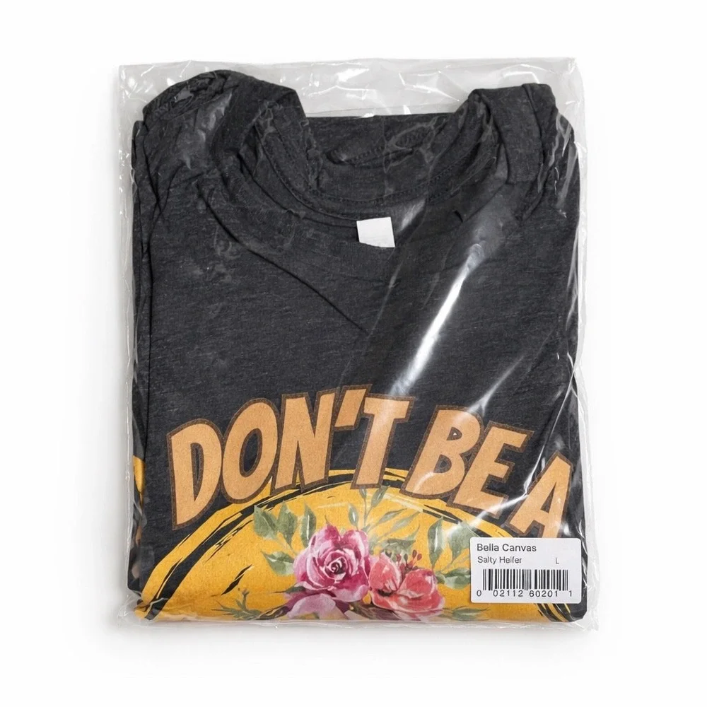 Bella Canvas Don't Be A Salty Heifer Graphic Tee Charcoal Gray Size Large NEW - Picture 9 of 9